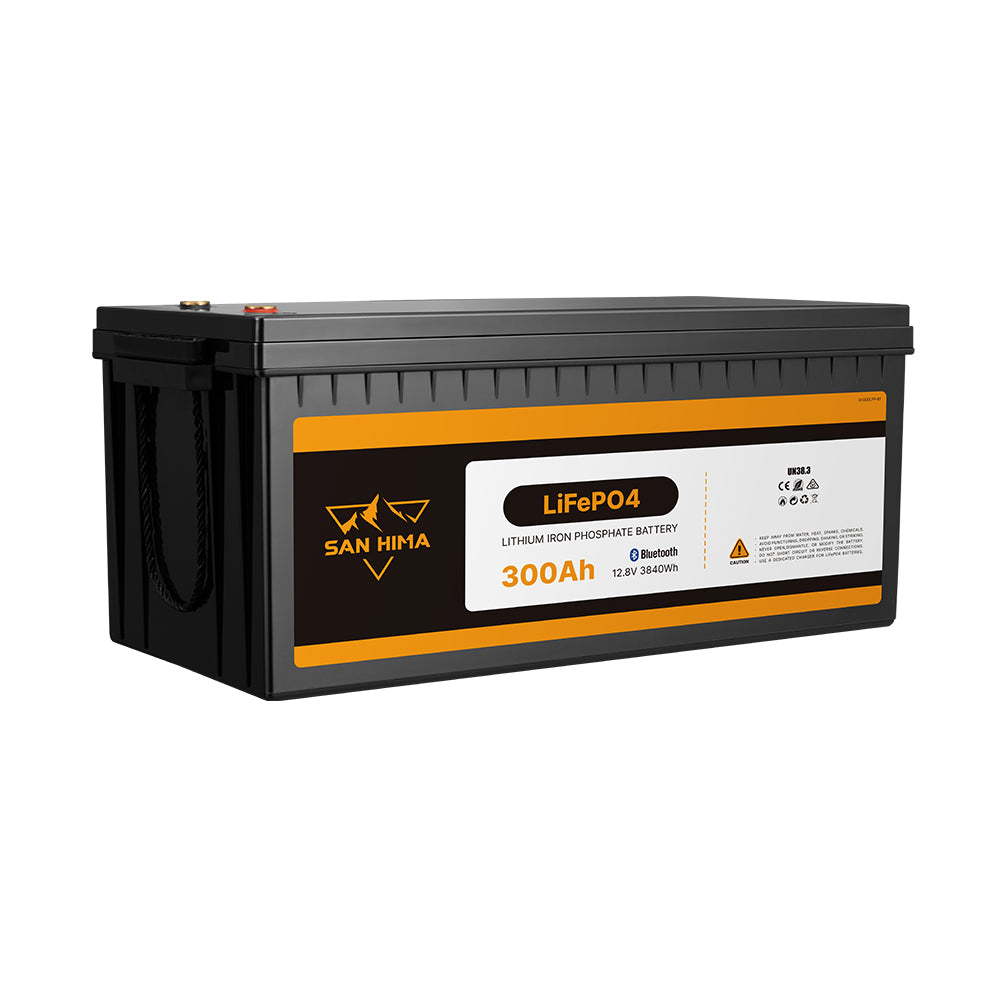 San Hima 12V 300Ah Lithium Iron Phosphate Battery LiFePO4 w/ Bluetooth Built-in BMS - Sunyee