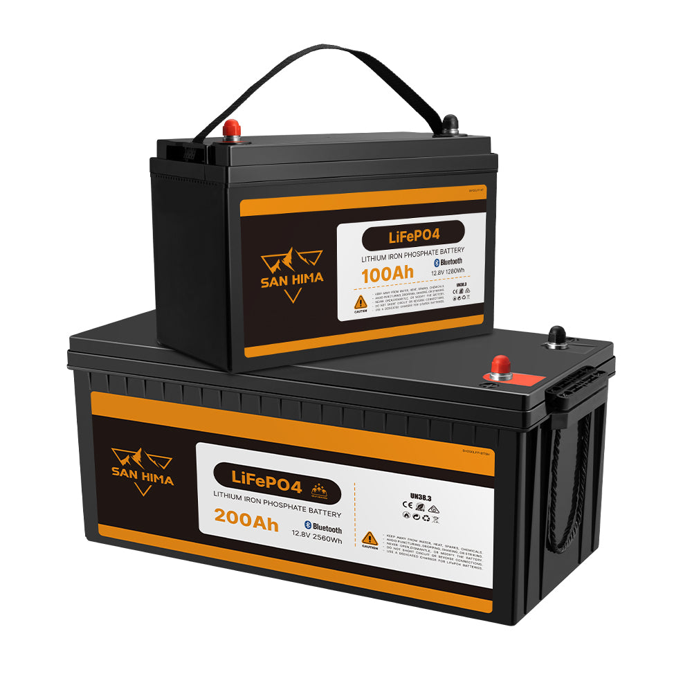San Hima 12V 100Ah/200Ah Lithium Battery BMS LiFePO4 w/ Bluetooth Self-heating - Sunyee