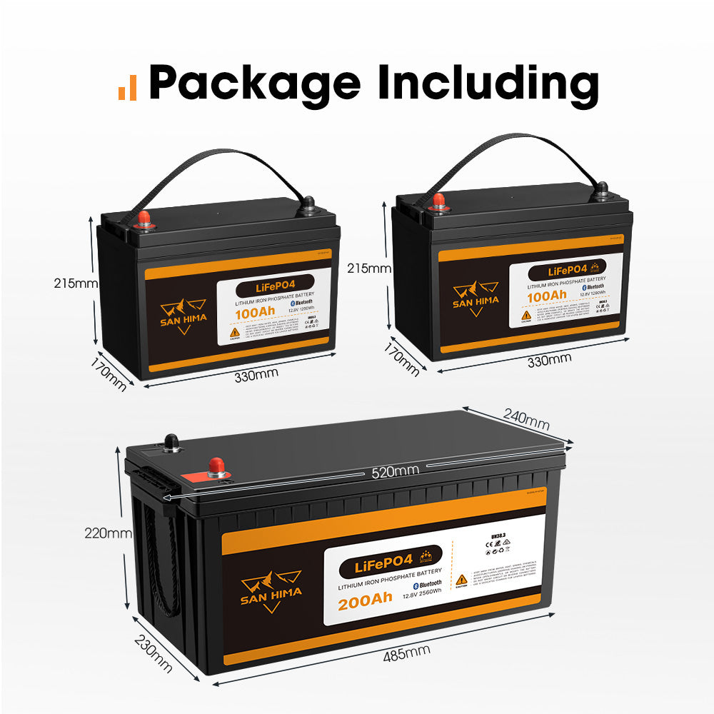San Hima 12V 100Ah/200Ah Lithium Battery BMS LiFePO4 w/ Bluetooth Self-heating - Sunyee