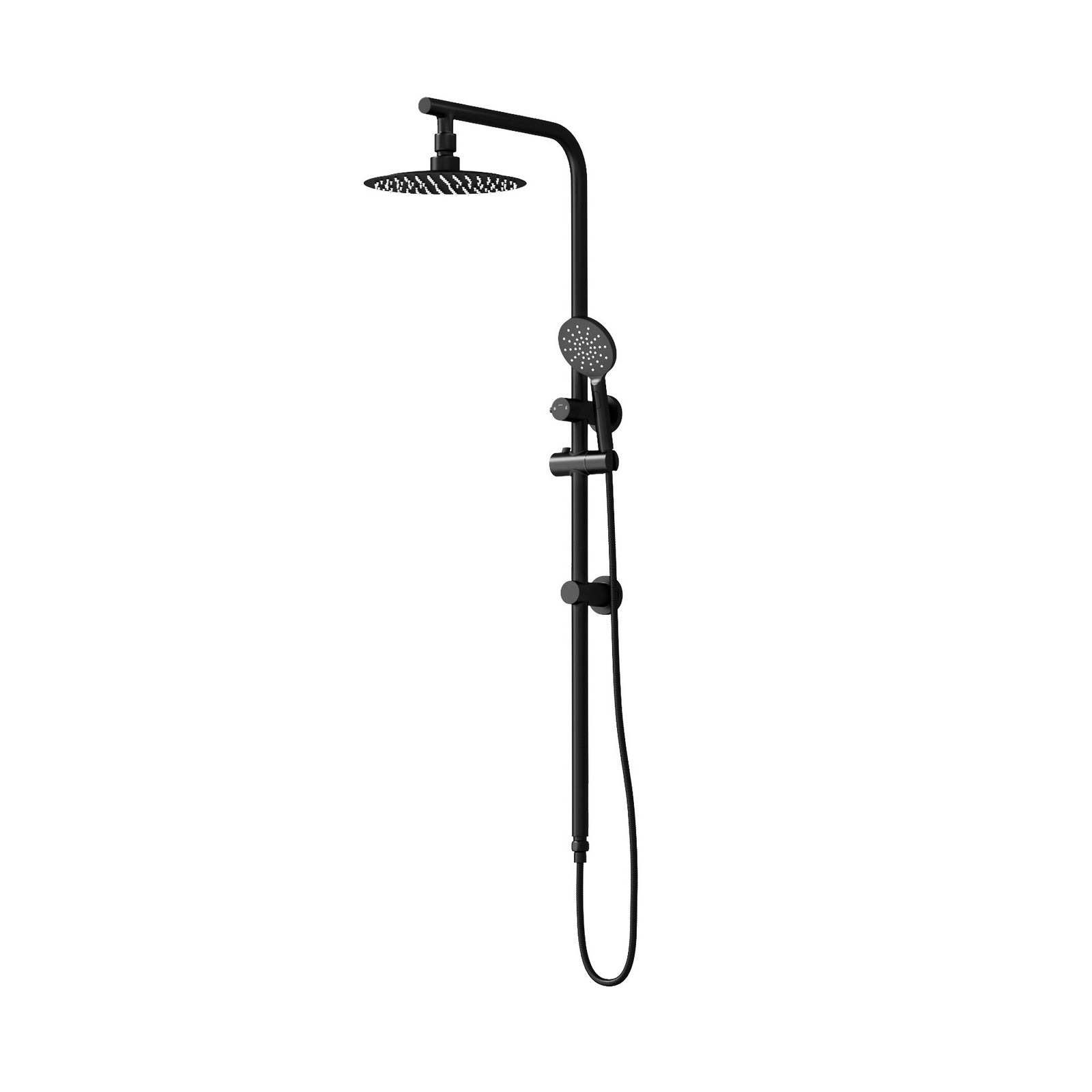 Welba 10" Rain Shower Head Set Round 3-Mode Handheld Shower Rail Set Black - Sunyee
