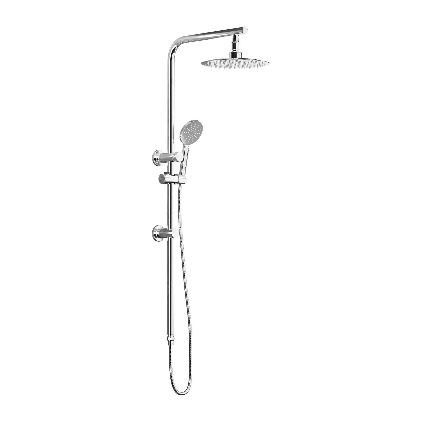 Welba 10" Rain Shower Head Set Round 3-Mode Handheld Shower Rail Set Chrome - Sunyee