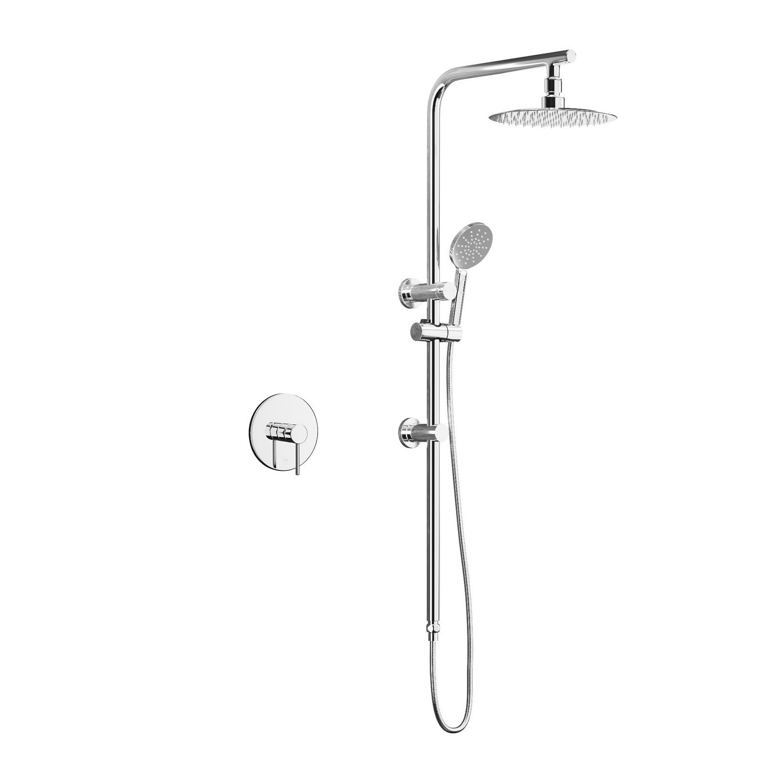 Welba 10" Rain Shower Head Set Round Handheld With Shower Mixer Tap Chrome - Sunyee