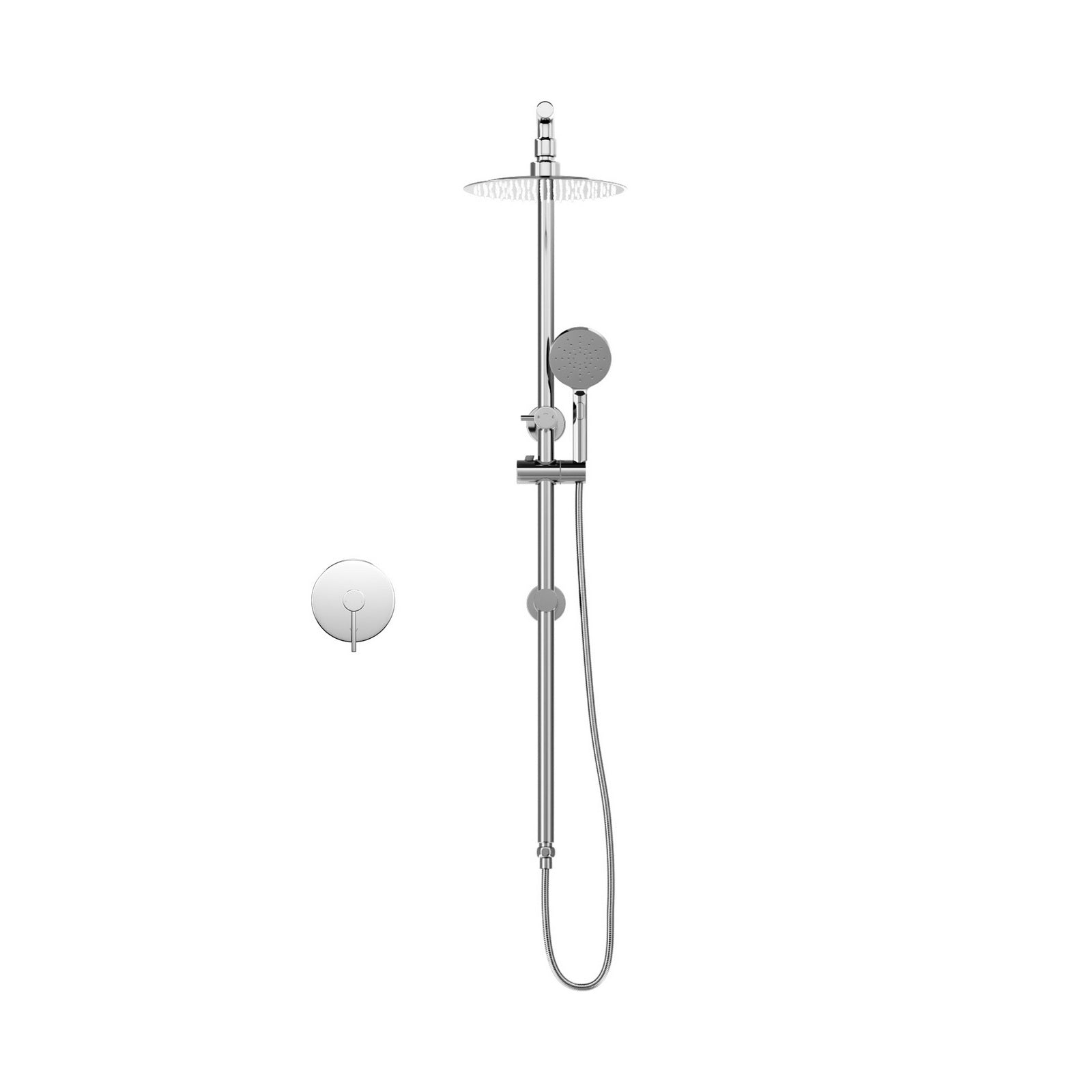 Welba 10" Rain Shower Head Set Round Handheld With Shower Mixer Tap Chrome - Sunyee