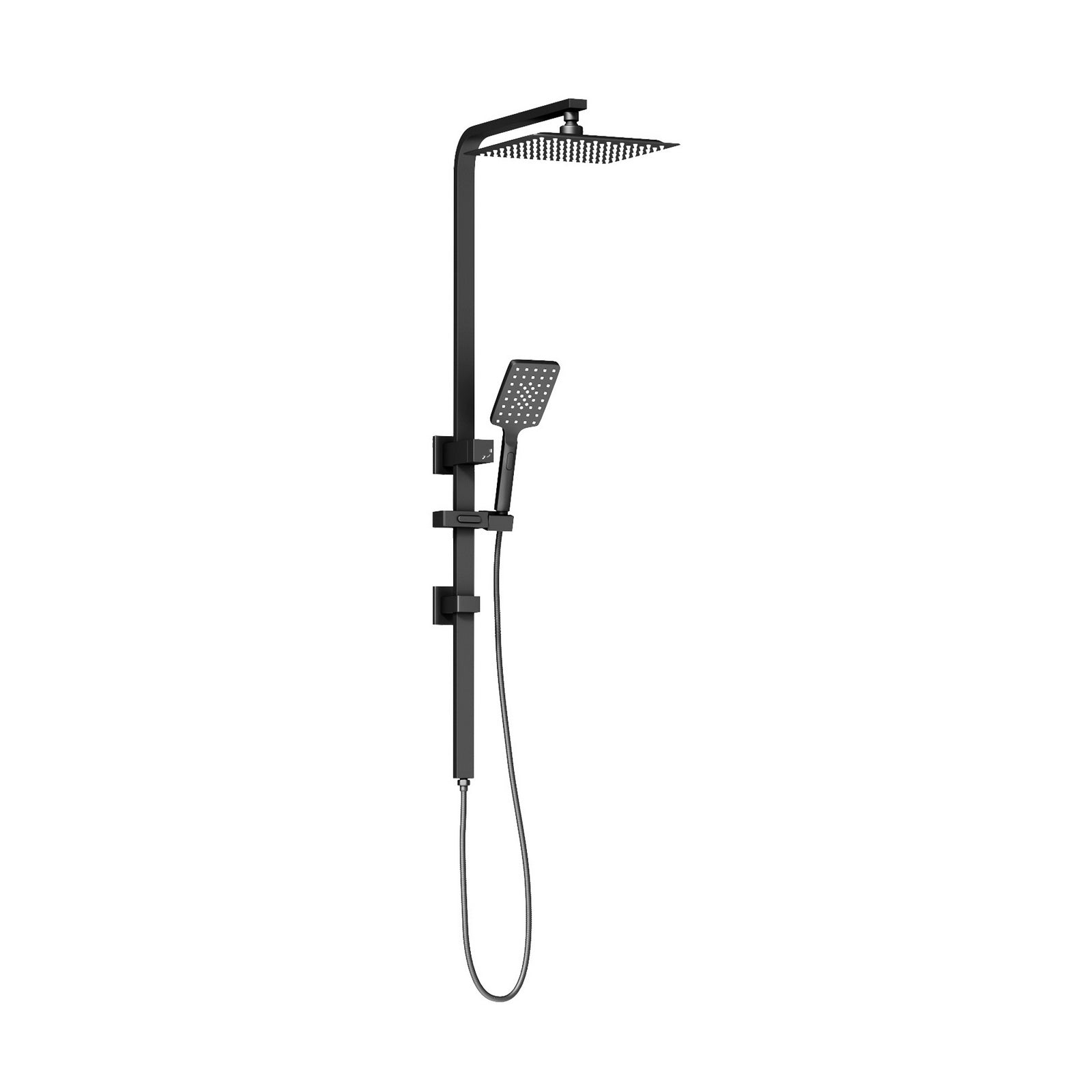Welba 10" Rain Shower Head Set Square 3-Mode Handheld Shower Rail Set Black - Sunyee