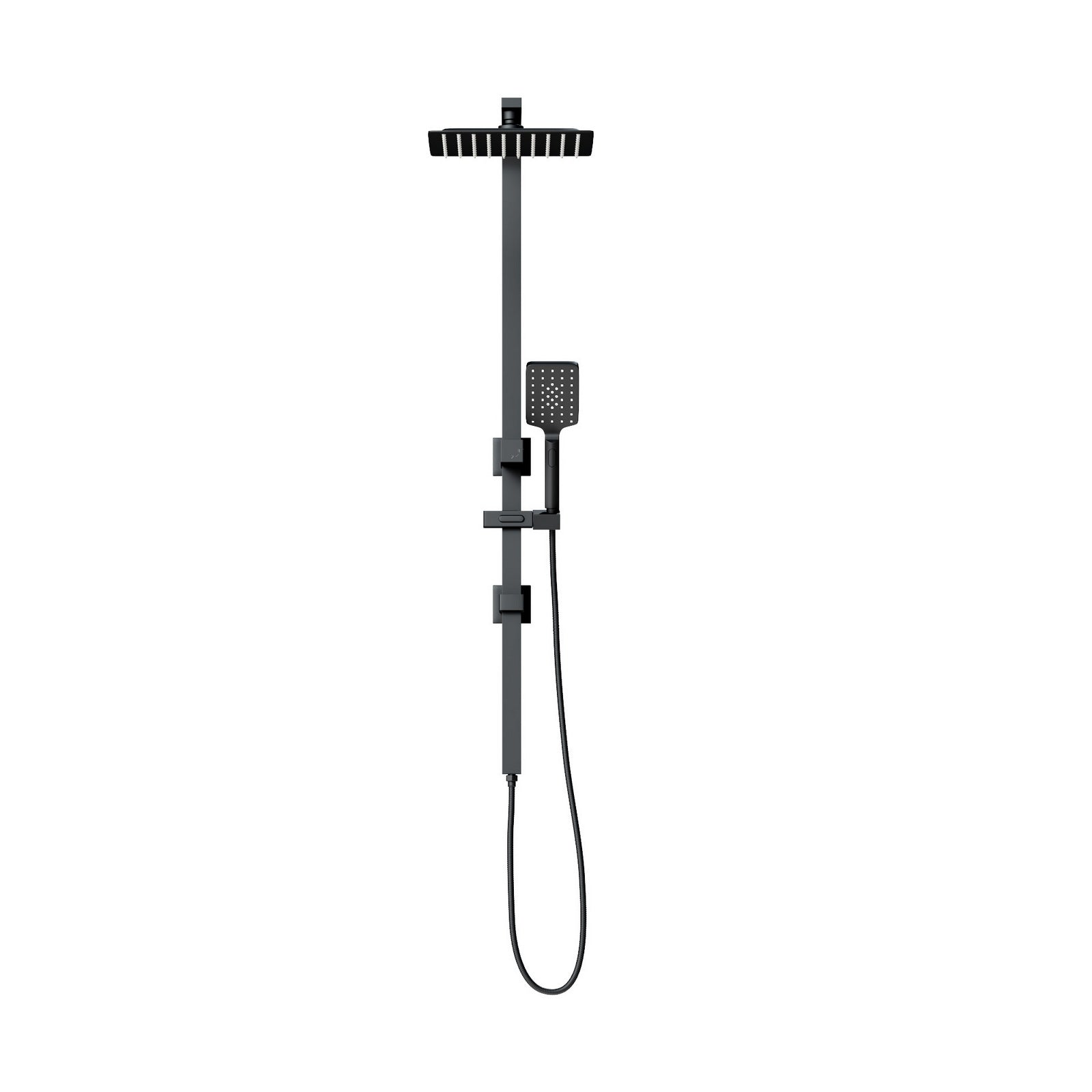 Welba 10" Rain Shower Head Set Square 3-Mode Handheld Shower Rail Set Black - Sunyee