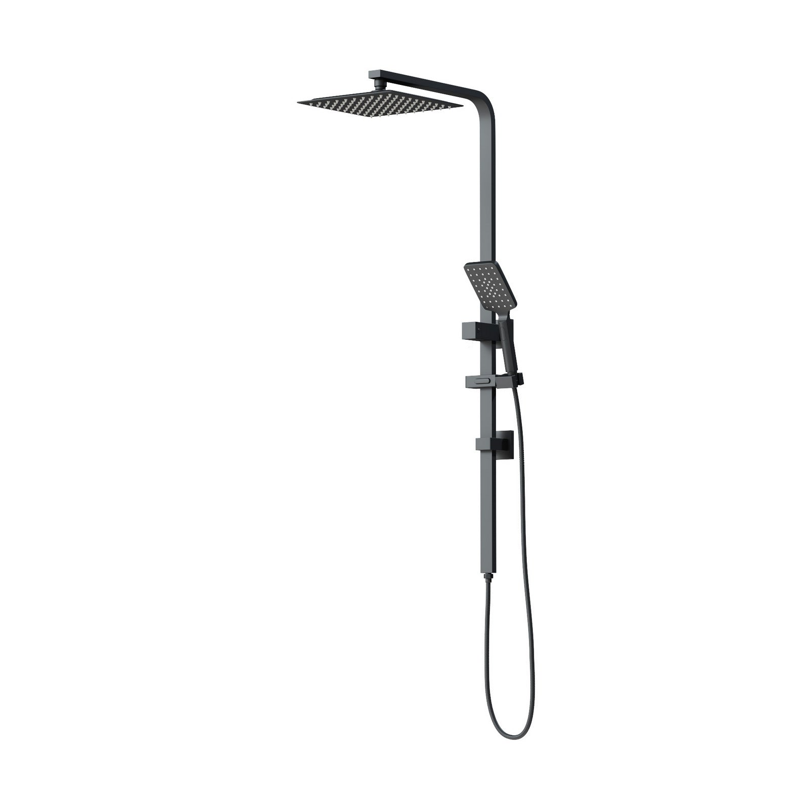 Welba 10" Rain Shower Head Set Square 3-Mode Handheld Shower Rail Set Black - Sunyee