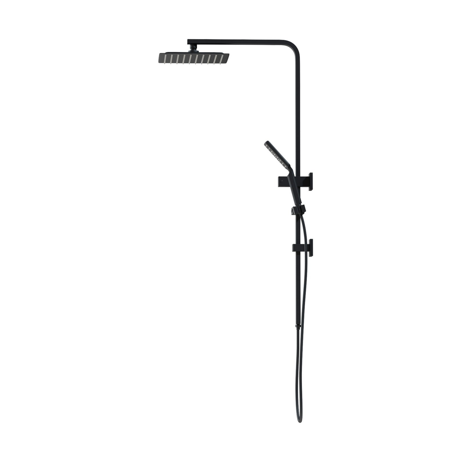 Welba 10" Rain Shower Head Set Square 3-Mode Handheld Shower Rail Set Black - Sunyee
