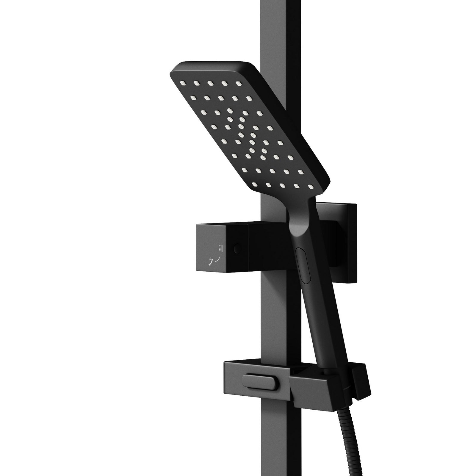 Welba 10" Rain Shower Head Set Square 3-Mode Handheld Shower Rail Set Black - Sunyee