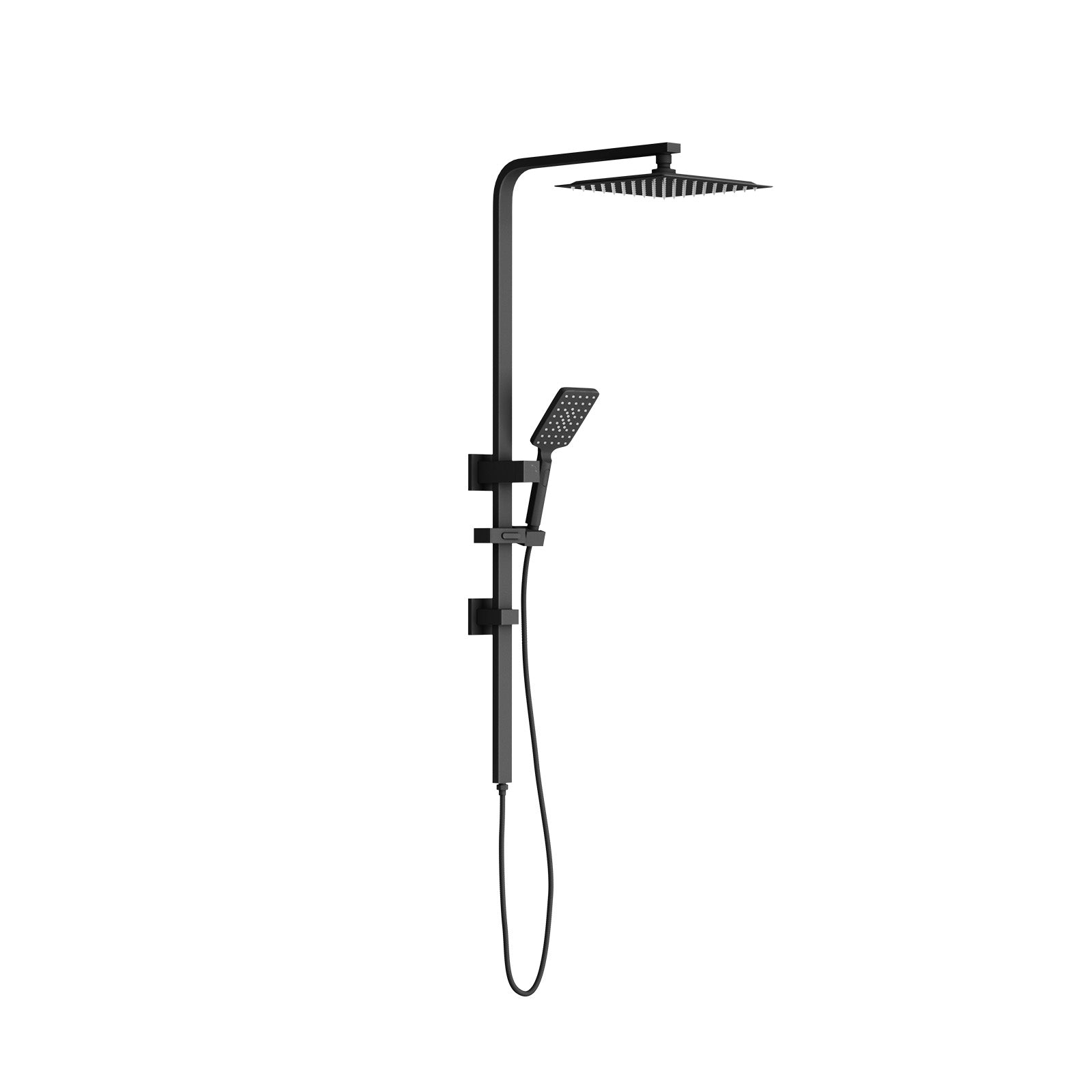 Welba 10" Rain Shower Head Set Square 3-Mode Handheld Shower Rail Set Black - Sunyee