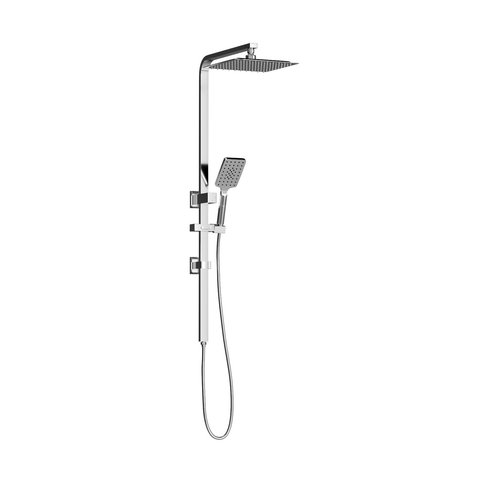 Welba 10" Rain Shower Head Set Square 3-Mode Handheld Shower Rail Set Chrome - Sunyee
