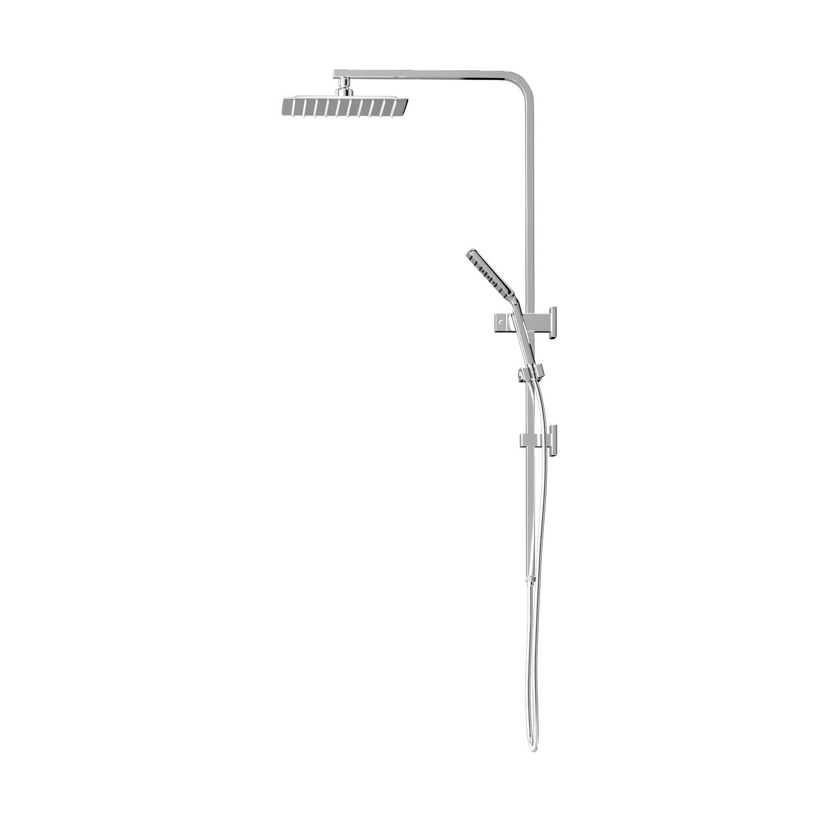 Welba 10" Rain Shower Head Set Square 3-Mode Handheld Shower Rail Set Chrome - Sunyee