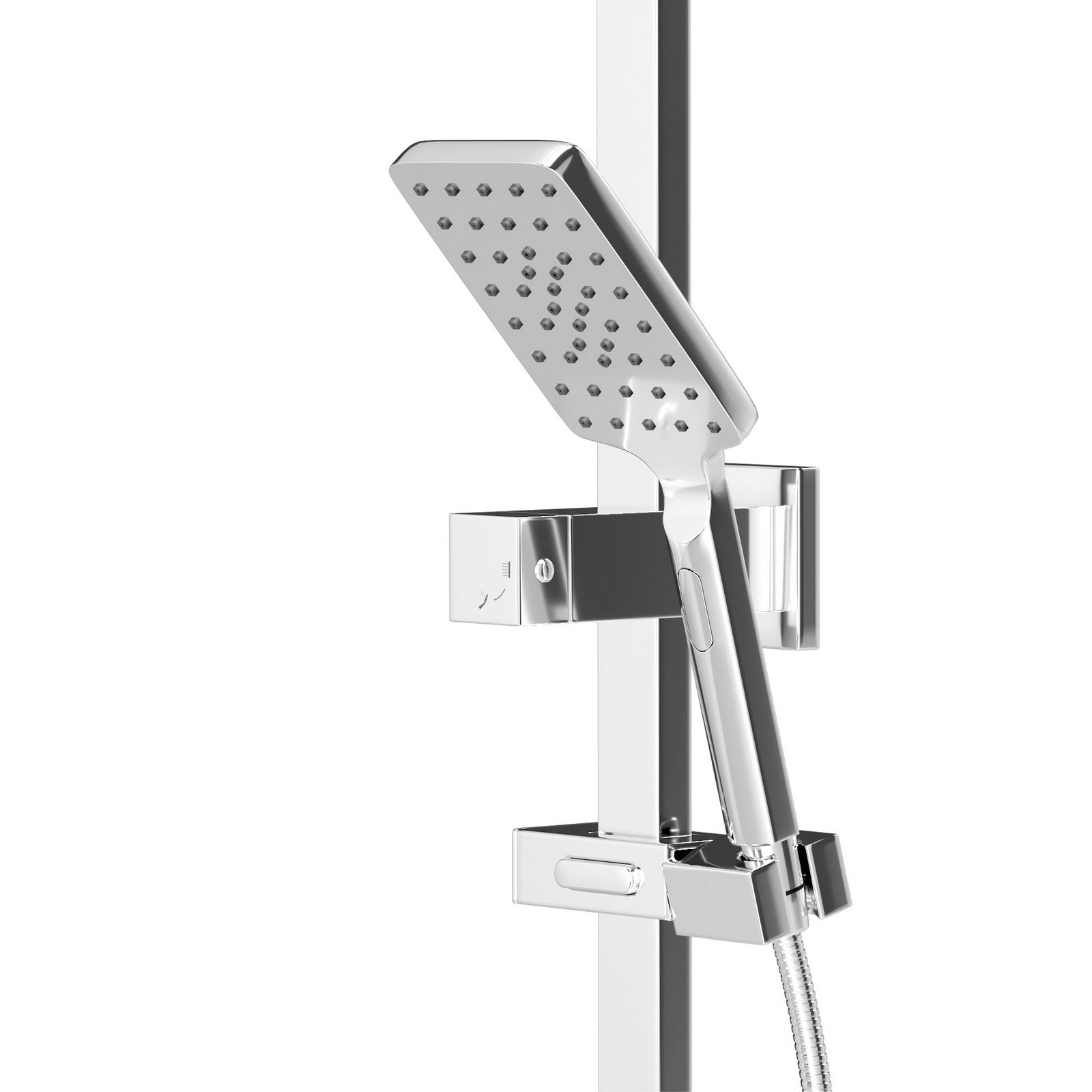 Welba 10" Rain Shower Head Set Square 3-Mode Handheld Shower Rail Set Chrome - Sunyee