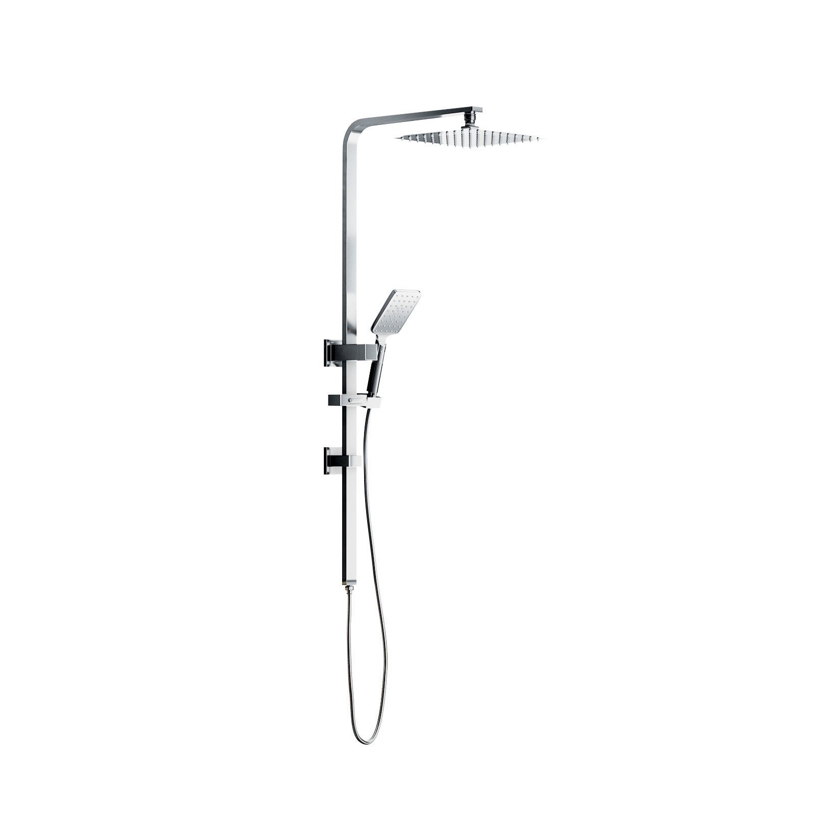 Welba 10" Rain Shower Head Set Square 3-Mode Handheld Shower Rail Set Chrome - Sunyee