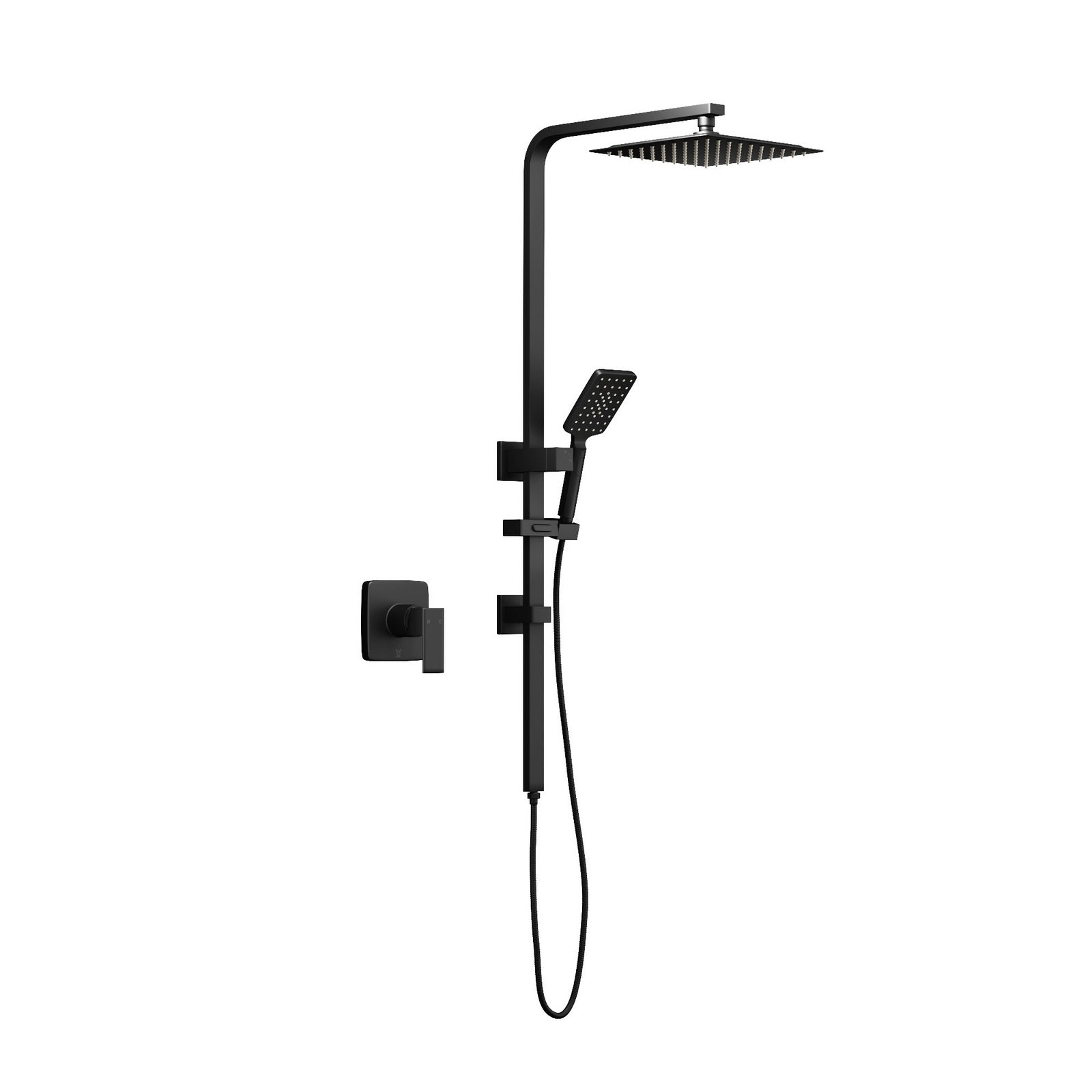 Welba 10" Rain Shower Head Set Square Handheld With Shower Mixer Tap Black - Sunyee