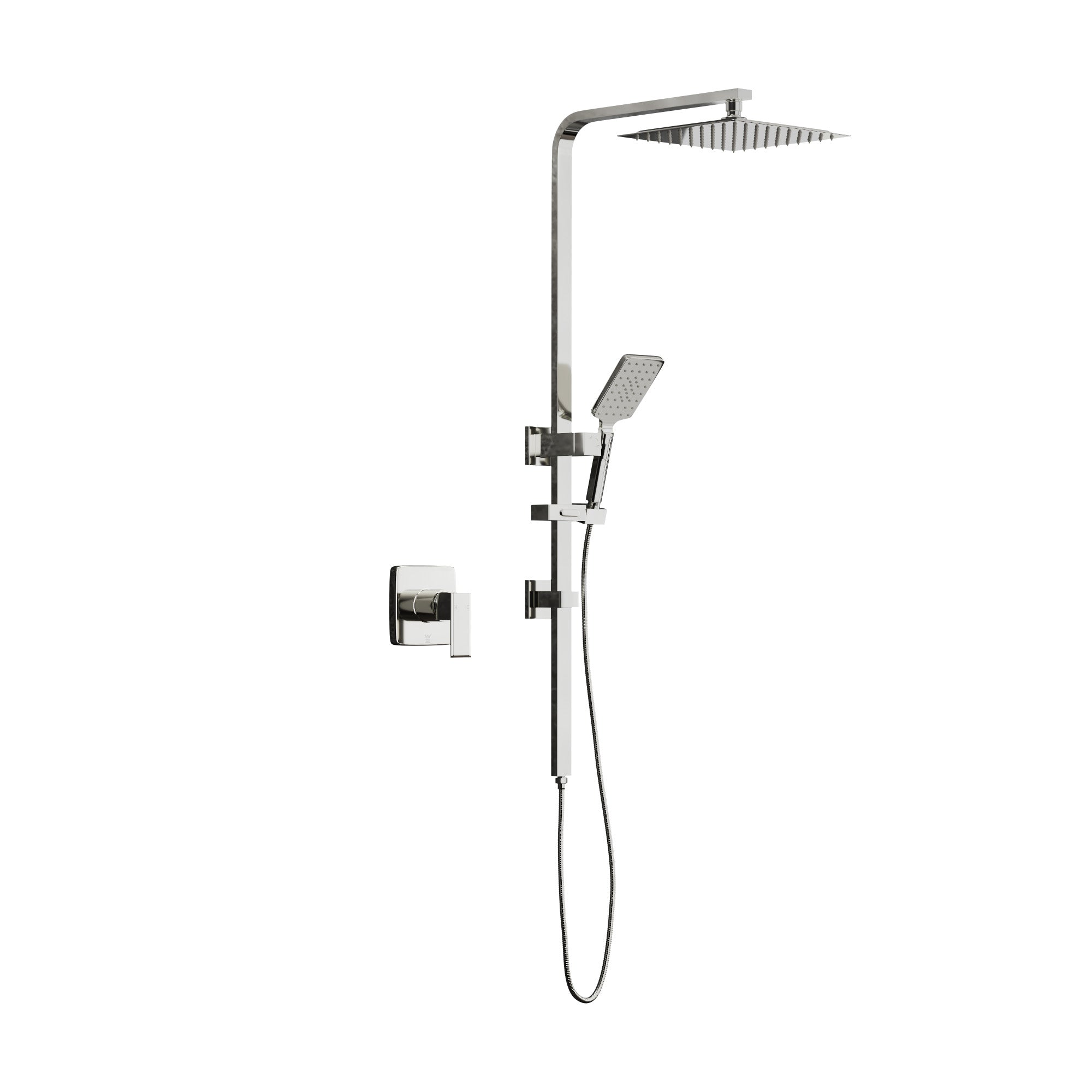 Welba 10" Rain Shower Head Set Square Handheld With Shower Mixer Tap Chrome - Sunyee