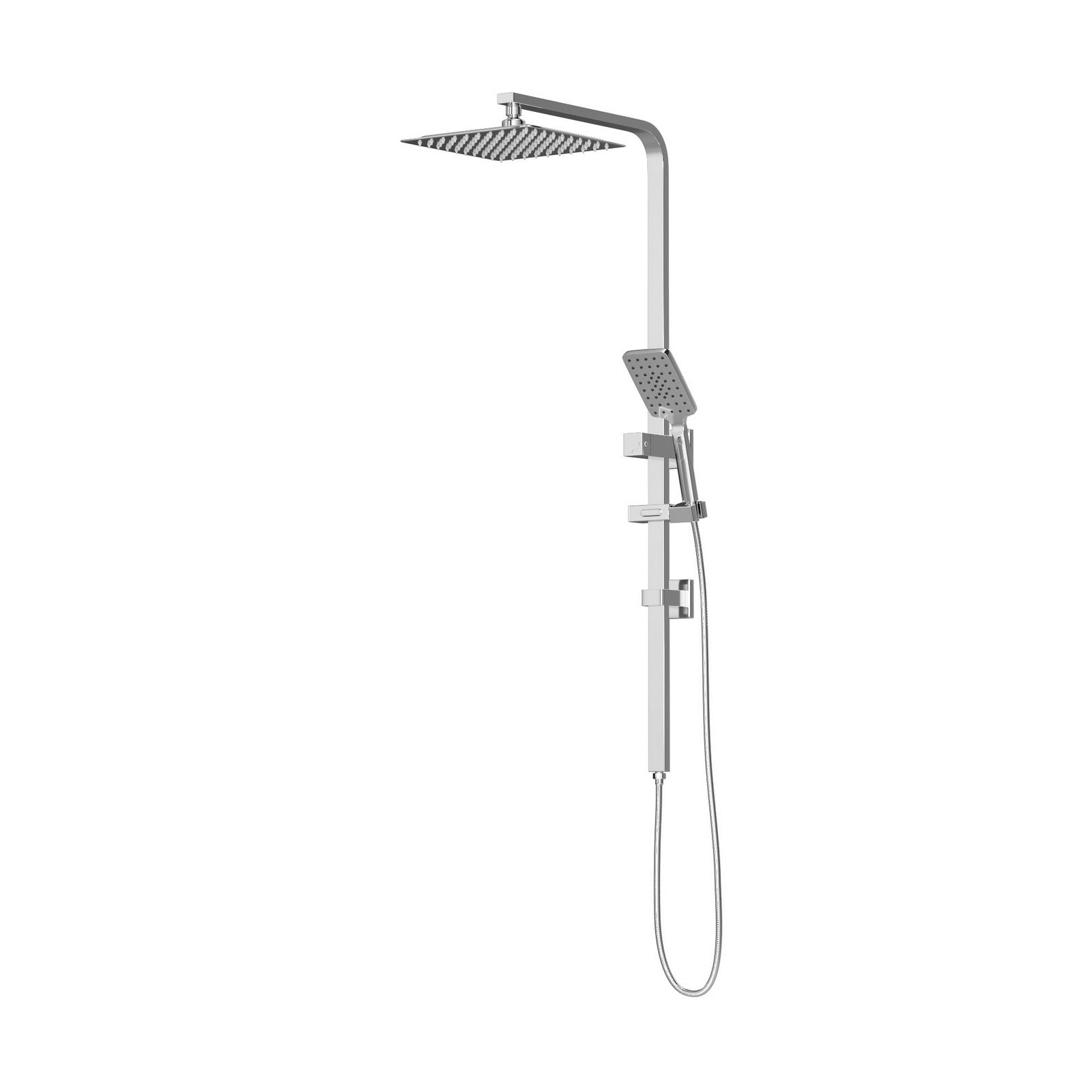 Welba 10" Rain Shower Head Set Square Handheld With Shower Mixer Tap Chrome - Sunyee