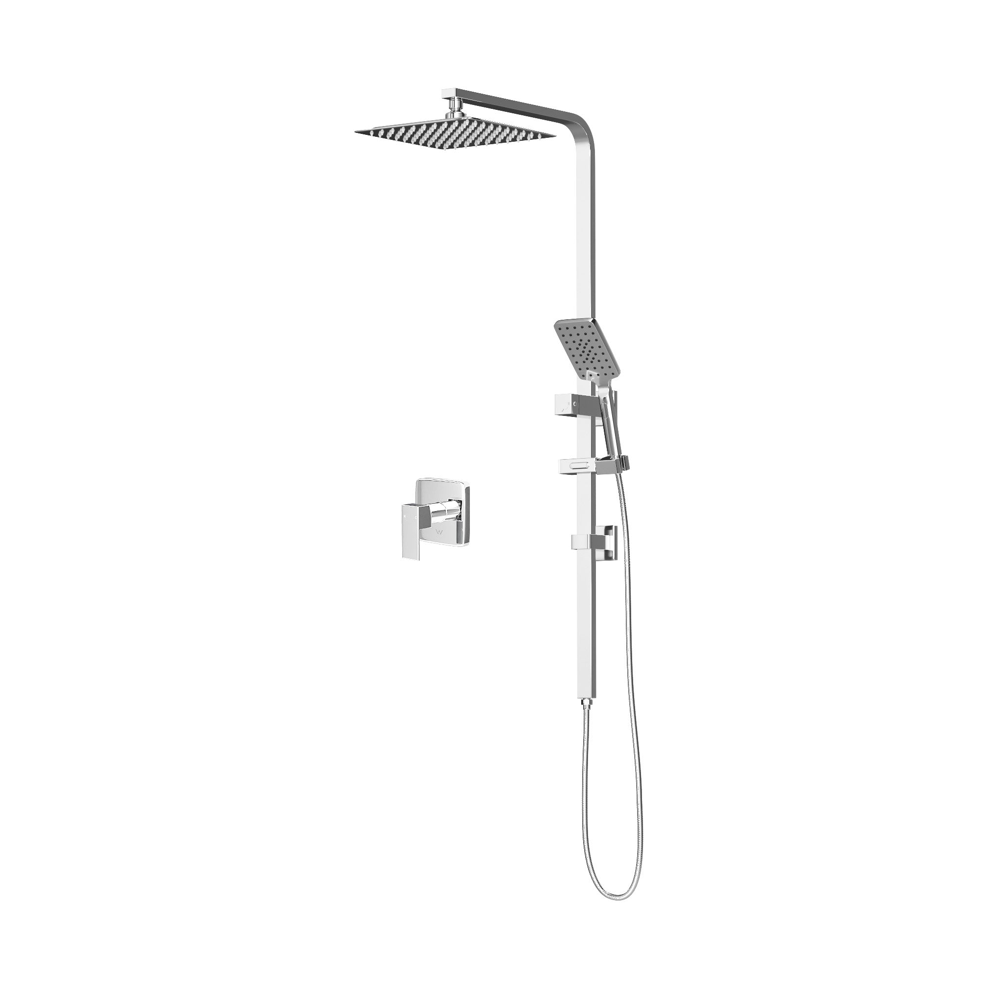 Welba 10" Rain Shower Head Set Square Handheld With Shower Mixer Tap Chrome - Sunyee