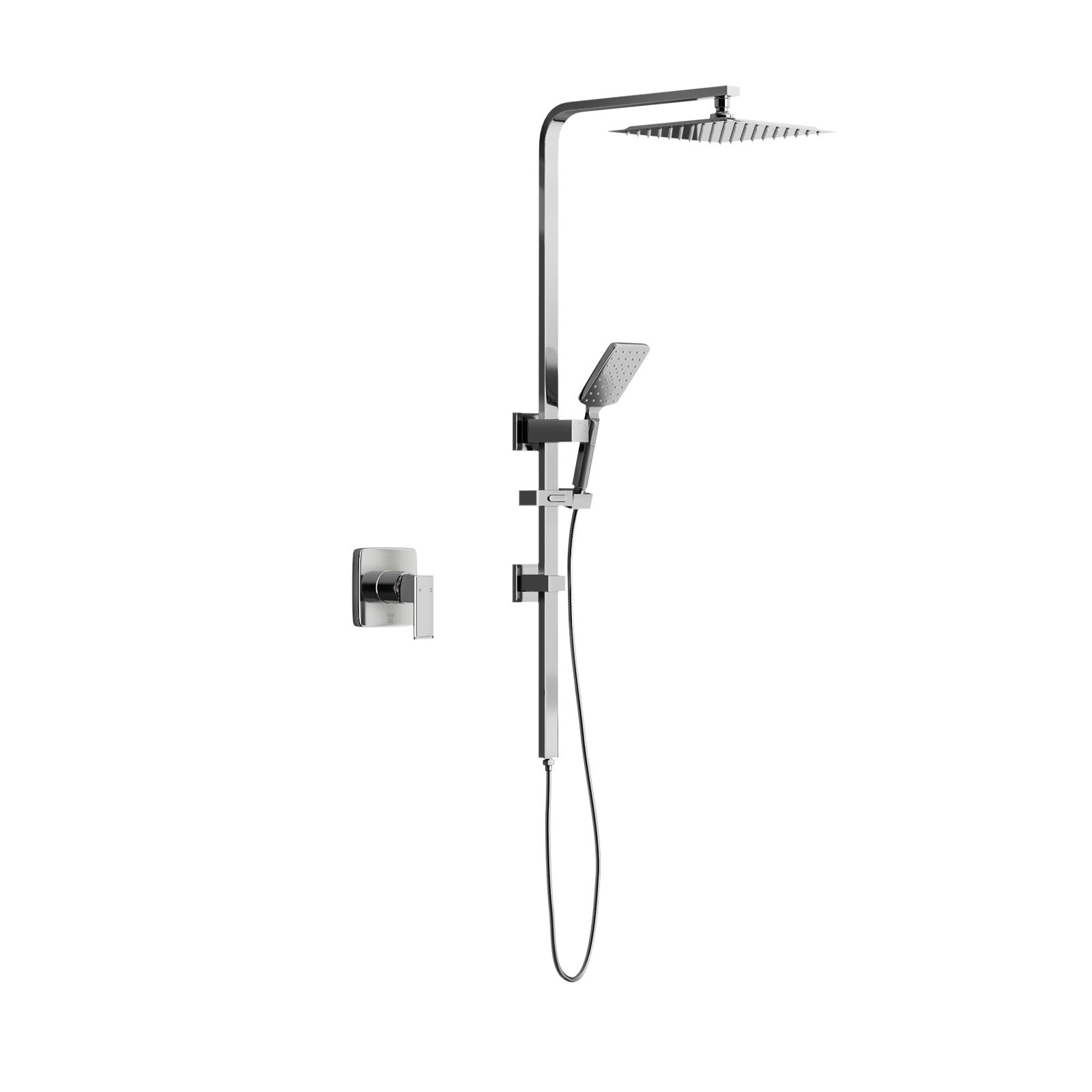 Welba 10" Rain Shower Head Set Square Handheld With Shower Mixer Tap Chrome - Sunyee