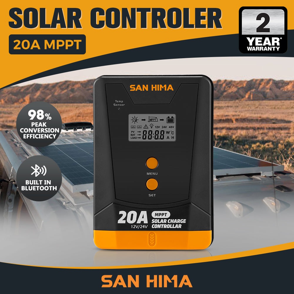 San Hima MPPT Solar Charge Controller 12V 24V Inbulit Bluetooth LCD Display - Sunyee