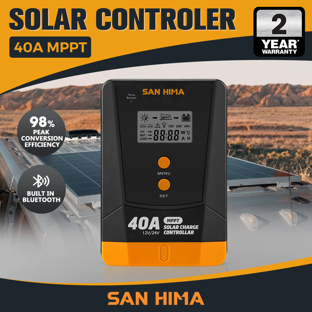 San Hima MPPT Solar Charge Controller 12V 24V Inbulit Bluetooth LCD Display - Sunyee
