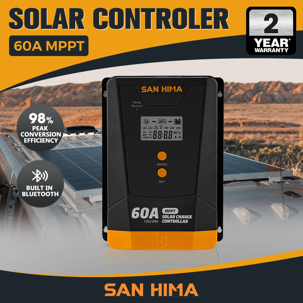 San Hima MPPT Solar Charge Controller 12V 24V Inbulit Bluetooth LCD Display - Sunyee