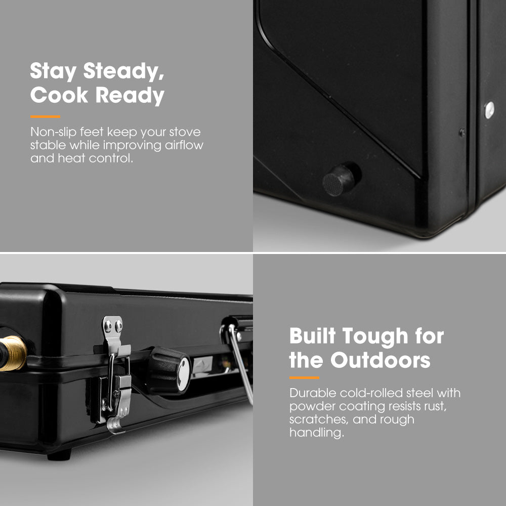 San Hima Camping Gas Stove Portable 3 Burner Outdoor BBQ Cooking 20400 BTU - Sunyee