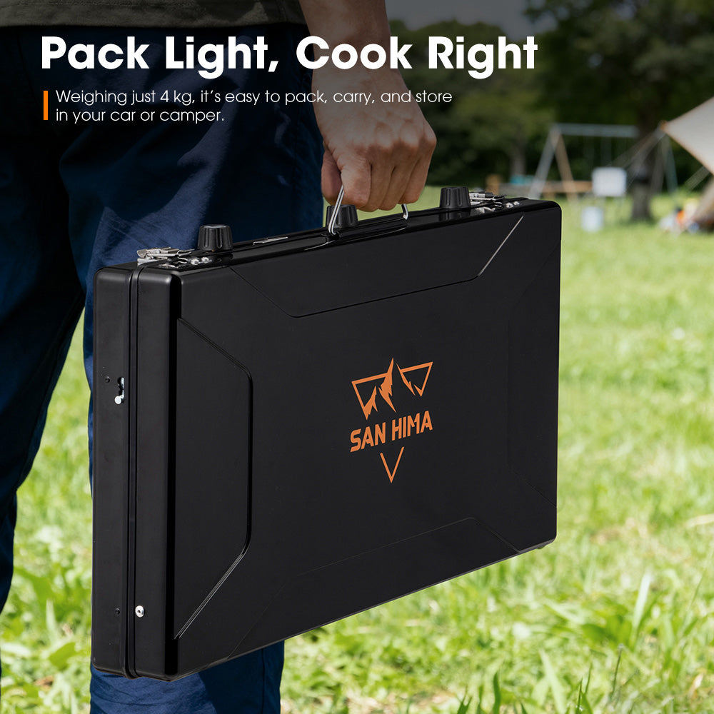 San Hima Camping Gas Stove Portable 3 Burner Outdoor BBQ Cooking 20400 BTU - Sunyee