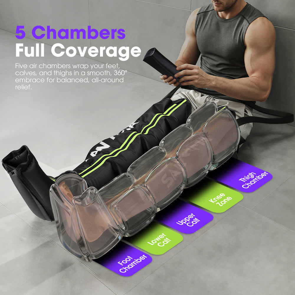 San Hima Air Compression Recovery Boots Full Leg Massager Relief Large Green - Sunyee