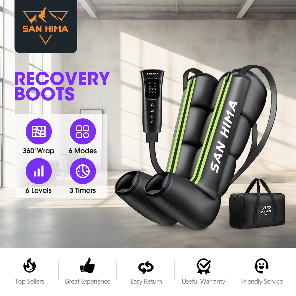 San Hima Air Compression Recovery Boots Full Leg Massager Relief Medium Green - Sunyee