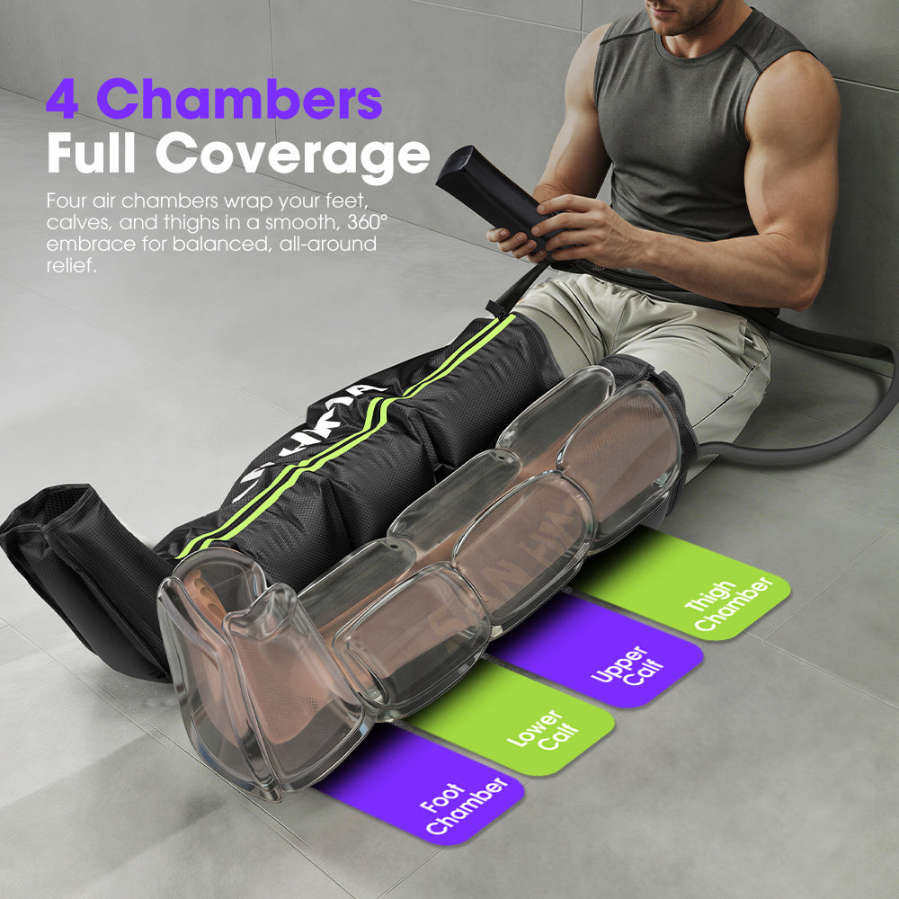 San Hima Air Compression Recovery Boots Full Leg Massager Relief Medium Green - Sunyee