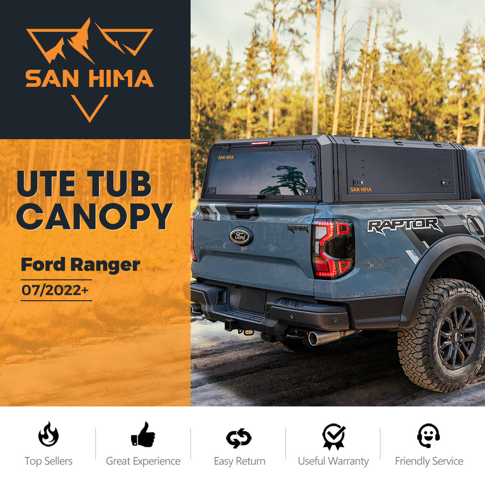 San Hima UTE Tub Canopy For Ford Next-Gen Ranger 2022-On Dual Cab W/ Rivet Gun