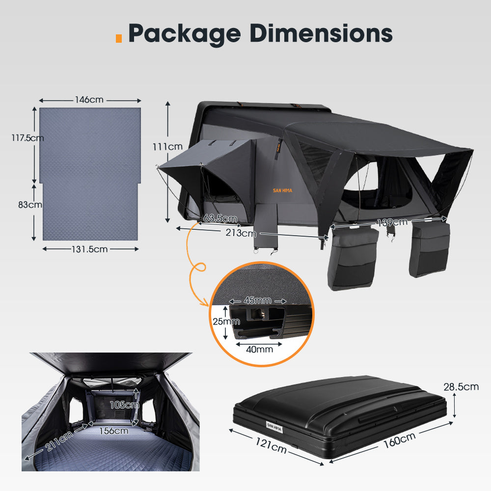San Hima Jervis Rooftop Tent Hardshell With Ladder Camping Waterproof 4x4 4WD