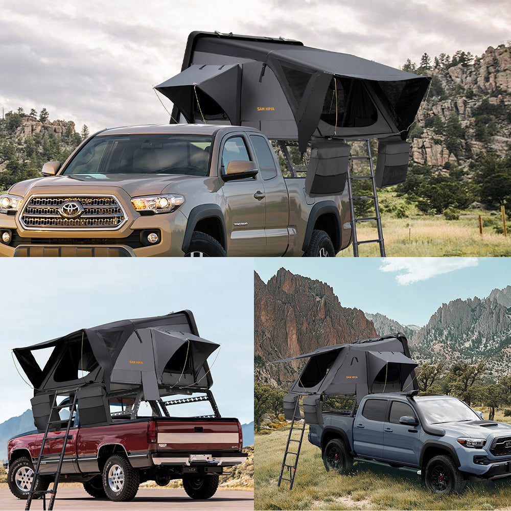 San Hima Jervis Rooftop Tent Hardshell With Ladder + Universal Ute Tub Rack - Sunyee
