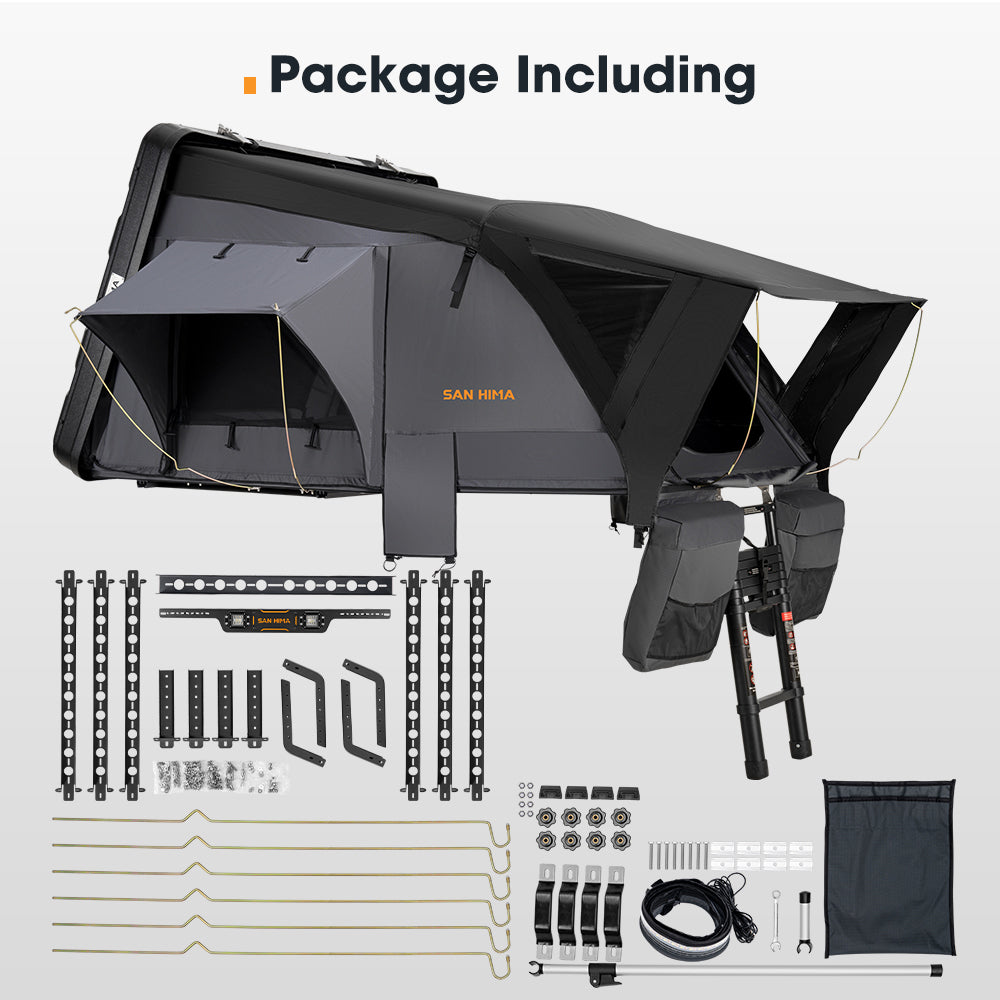 San Hima Jervis Rooftop Tent Hardshell With Ladder + Universal Ute Tub Rack - Sunyee