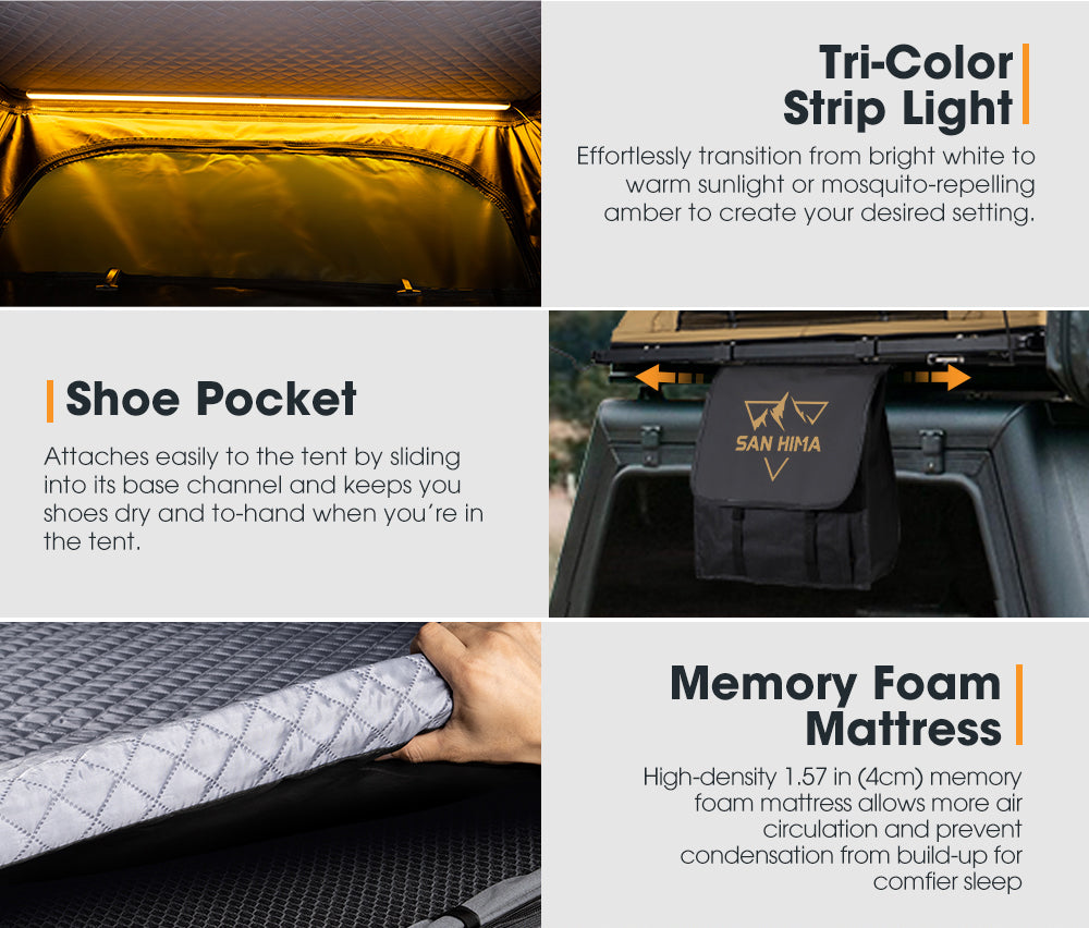 San Hima Kalbarri Lite Rooftop Tent Hardshell With Ladder Khaki Camping 4x4 4WD - Sunyee