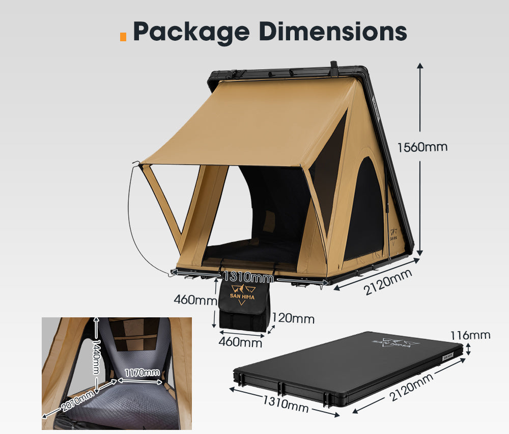 San Hima Kalbarri Lite Rooftop Tent Hardshell With Ladder Khaki Camping 4x4 4WD - Sunyee