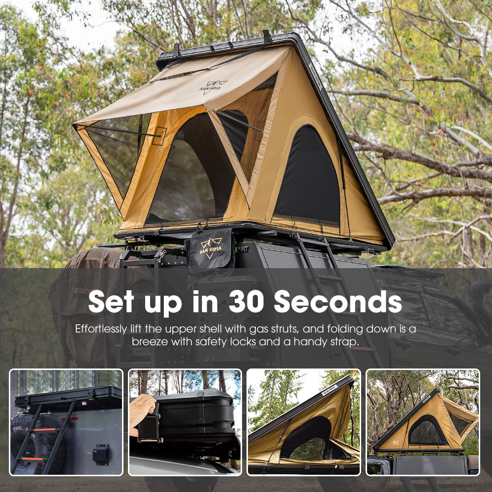 San Hima Kalbarri Lite Gen 2 Rooftop Tent Hardshell With Ladder Khaki 4x4 4WD