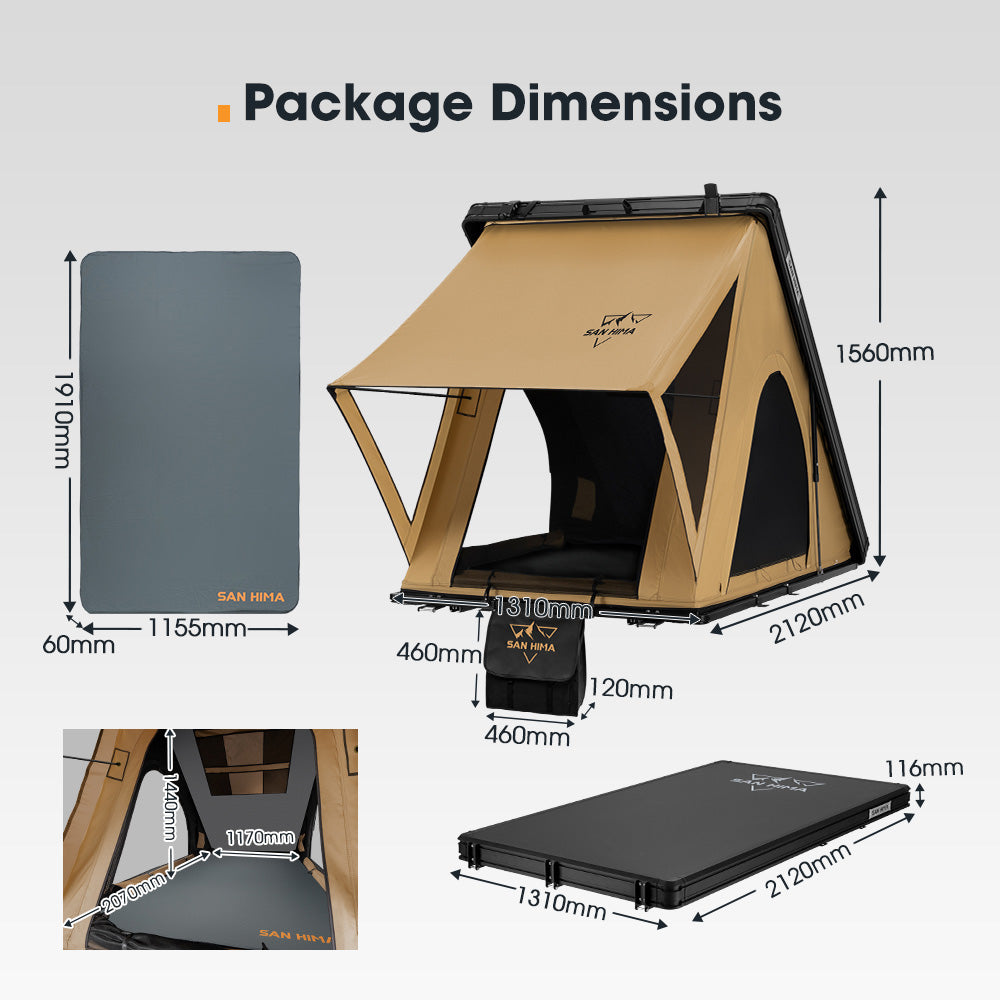 San Hima Kalbarri Lite Gen 2 Rooftop Tent Hardshell With Ladder Khaki 4x4 4WD