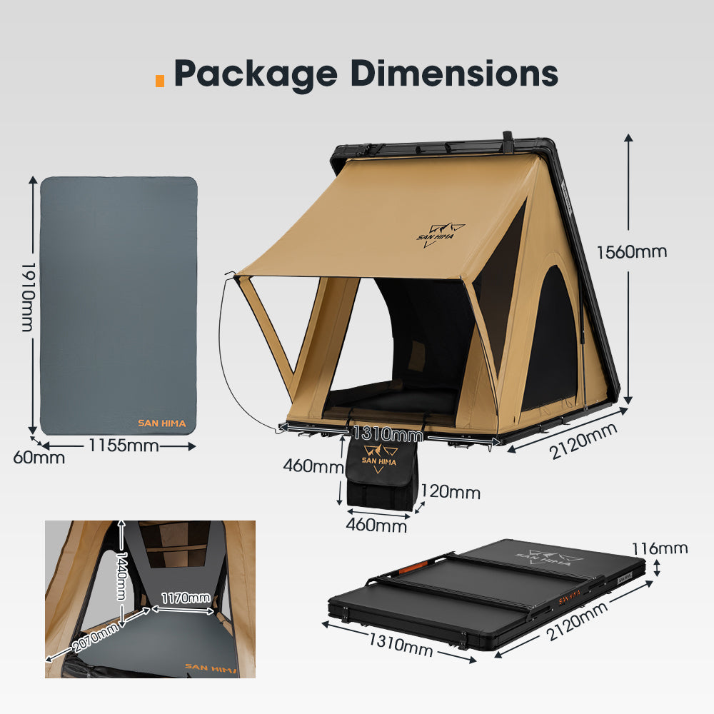 San Hima Kalbarri Lite Gen 2 Rooftop Tent Hardshell With Ladder & Rack Khaki - Sunyee