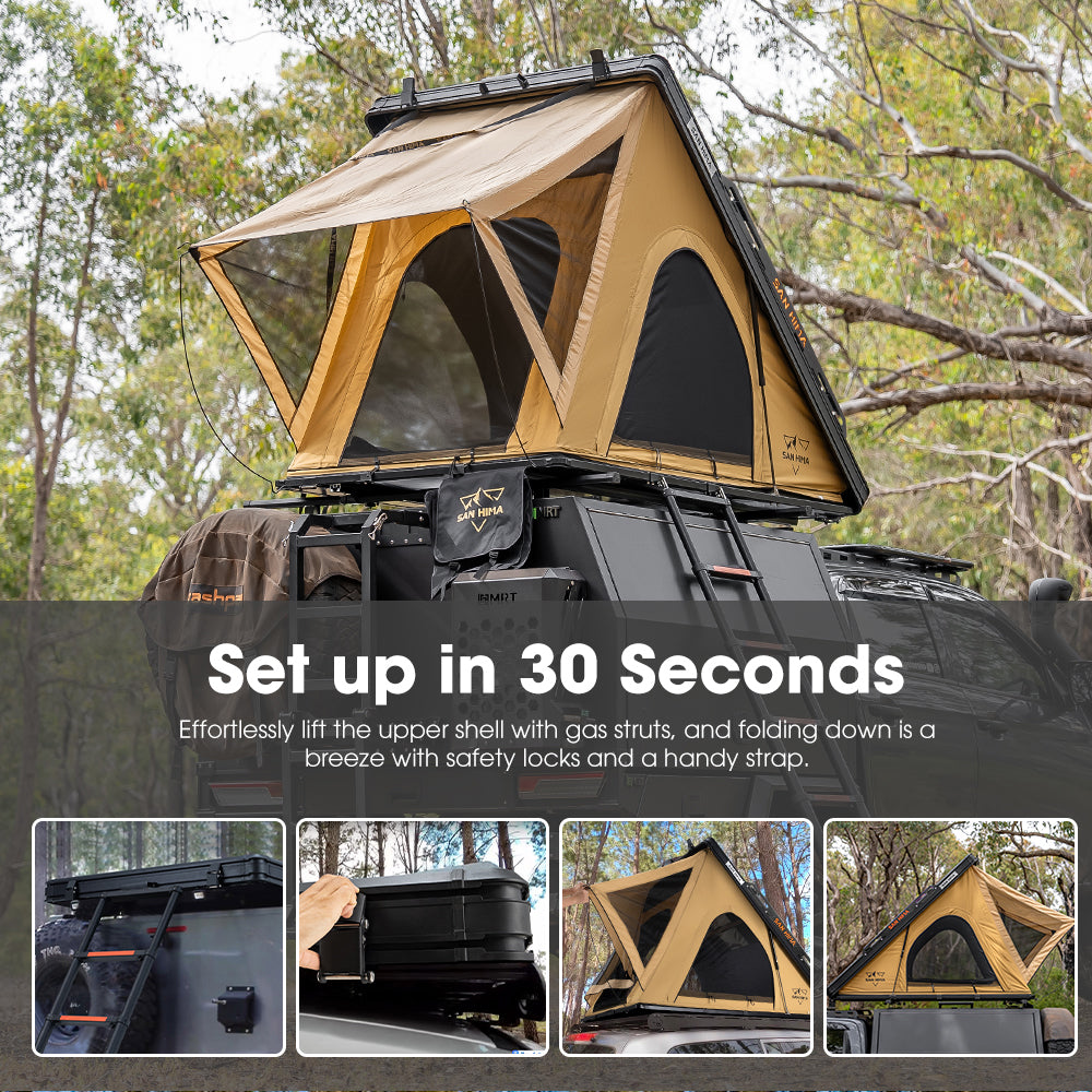 San Hima Kalbarri Lite Rooftop Tent Hardshell With Ladder&Rack+250W Solar Panel - Sunyee