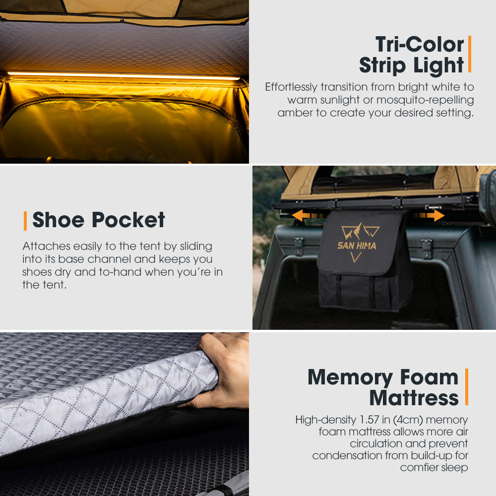 San Hima Kalbarri Lite Rooftop Tent Hardshell With Ladder&Rack+250W Solar Panel - Sunyee