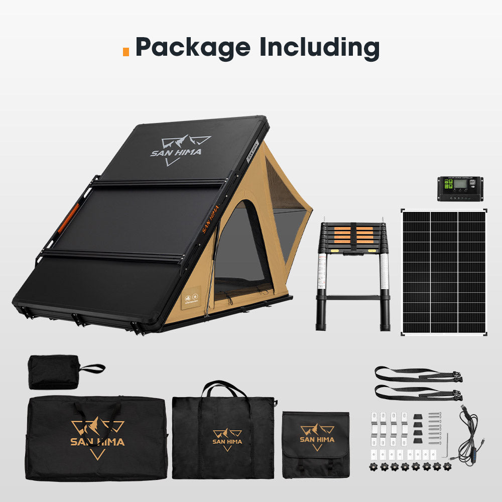 San Hima Kalbarri Lite Gen 2 Rooftop Tent With Ladder & Rack + 130W Solar Panel