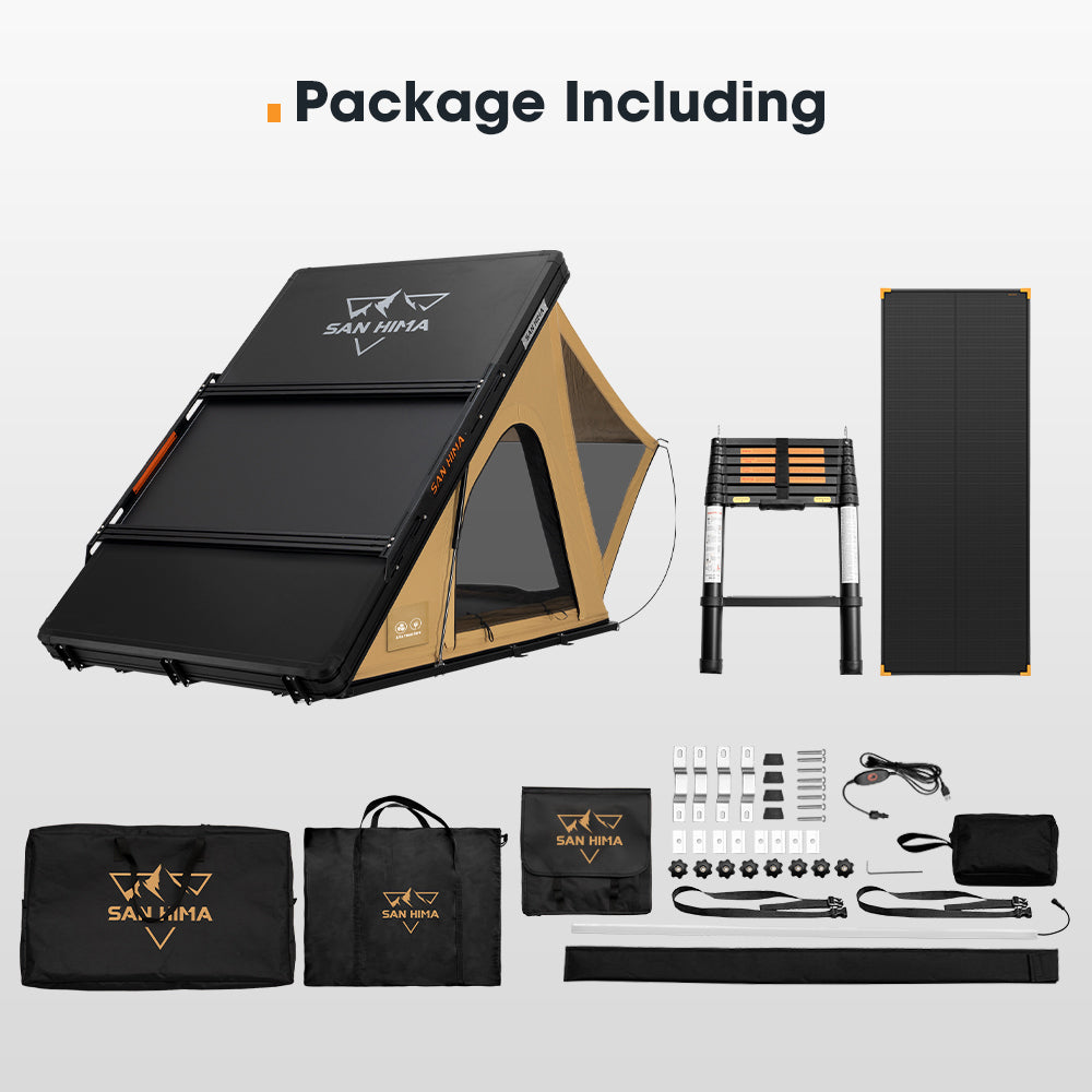 San Hima Kalbarri Lite Gen 2 Rooftop Tent With Ladder & Rack + 120W Solar Panel - Sunyee