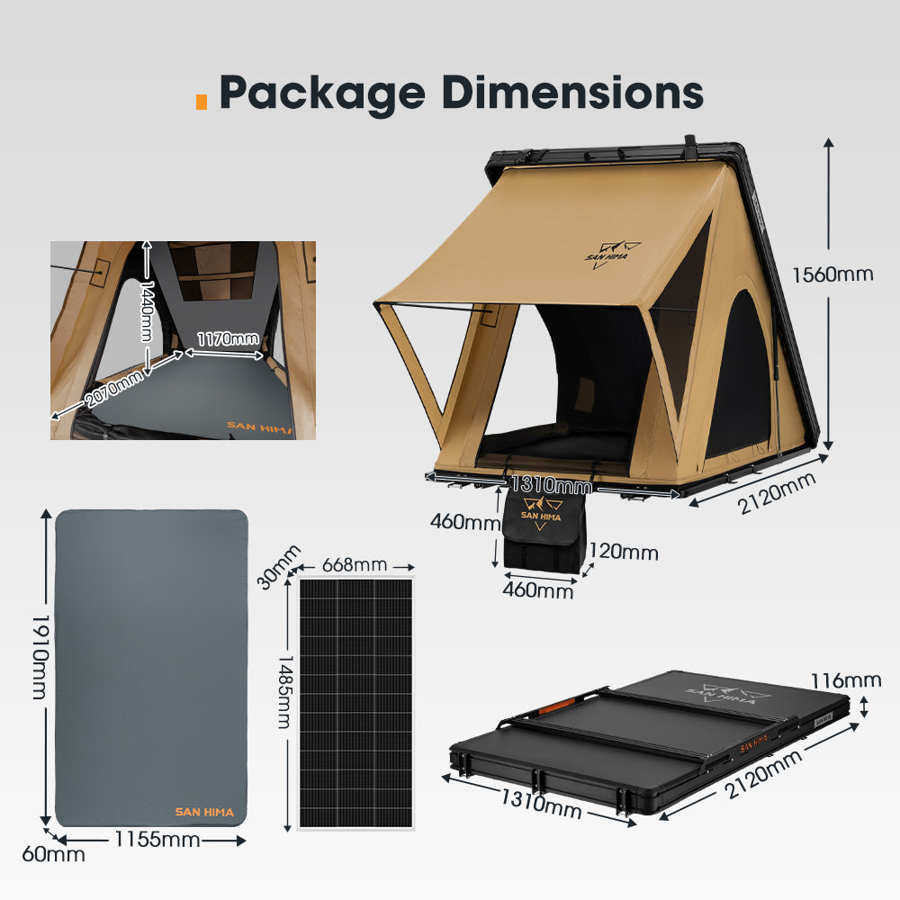 San Hima Kalbarri Lite Gen 2 Rooftop Tent With Ladder & Rack + 200W Solar Panel