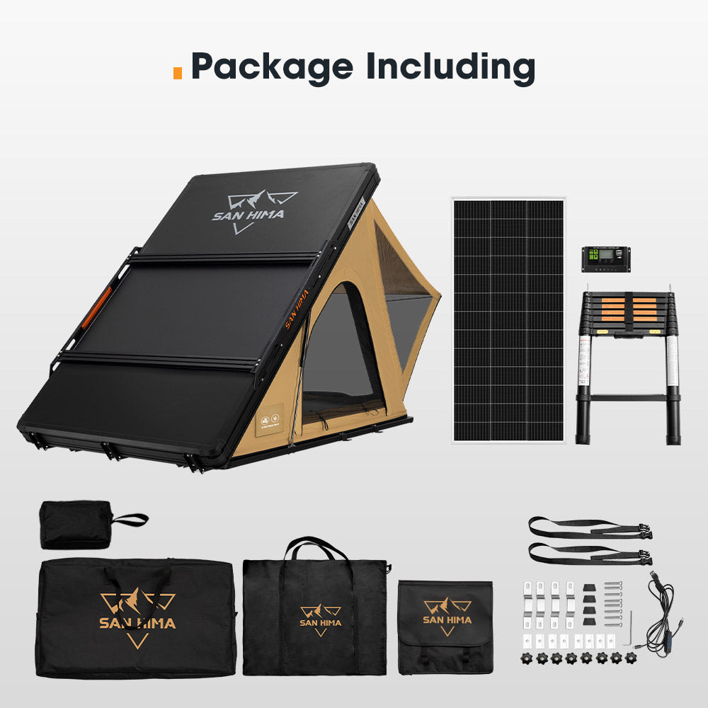 San Hima Kalbarri Lite Gen 2 Rooftop Tent With Ladder & Rack + 200W Solar Panel