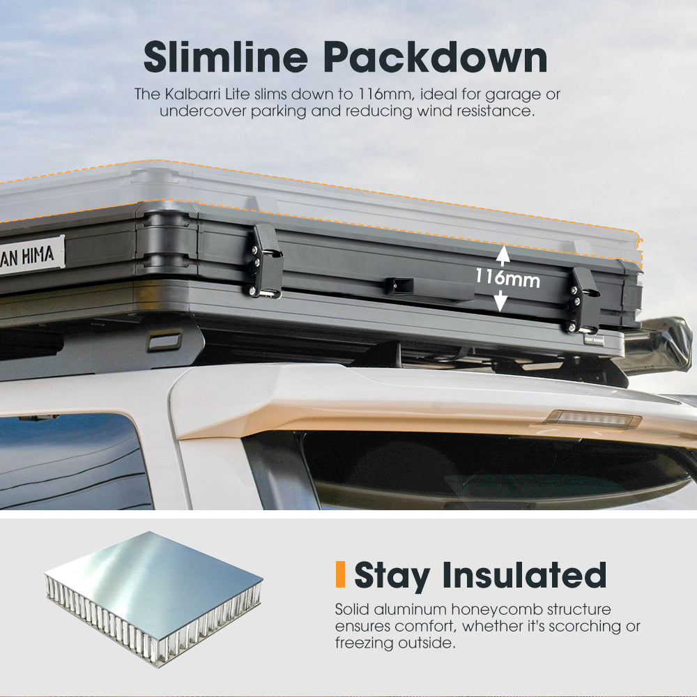 San Hima Kalbarri Lite Rooftop Tent Hardshell With Ladder&Rack+200W Solar Panel - Sunyee