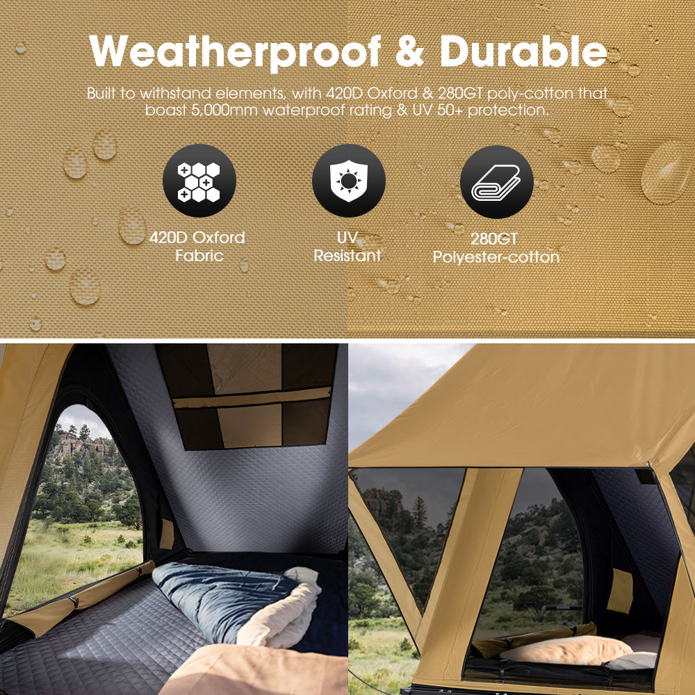 San Hima Kalbarri Lite Rooftop Tent Hardshell With Ladder&Rack+200W Solar Panel - Sunyee