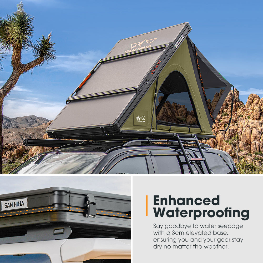 San Hima Kalbarri Lite Gen 2 Rooftop Tent Olive + Rack + Cybertake Air Conditioner S2 Pro