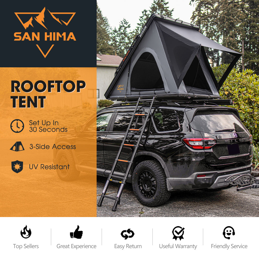 San Hima Kalbarri Lite Rooftop Tent Hardshell With Ladder & Rack Grey Camping - Sunyee