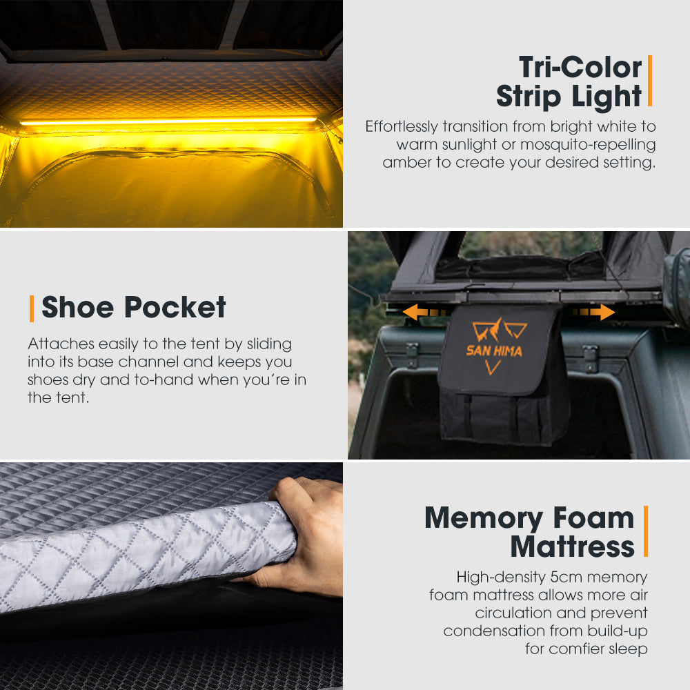 San Hima kalbarri Lite Rooftop Tent Hardshell Grey+Ladder&Rack+250W Solar Panel - Sunyee
